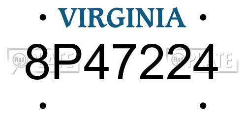 8P47224 Virginia License Plate