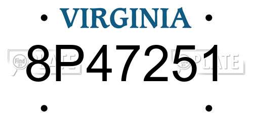 8P47251 Virginia License Plate