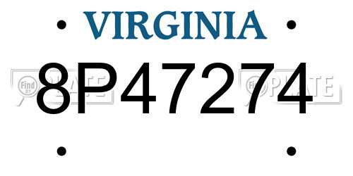 8P47274 Virginia License Plate