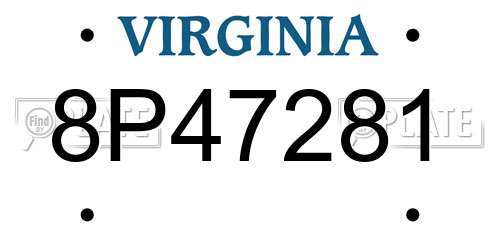8P47281 Virginia License Plate