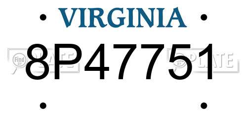 8P47751 Virginia License Plate