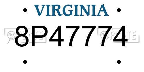 8P47774 Virginia License Plate