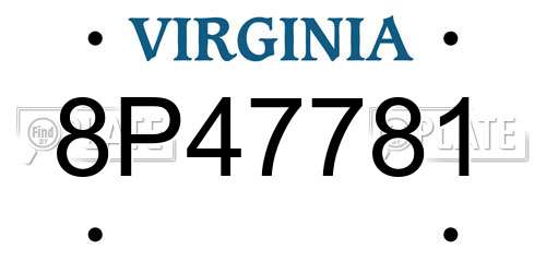 8P47781 Virginia License Plate
