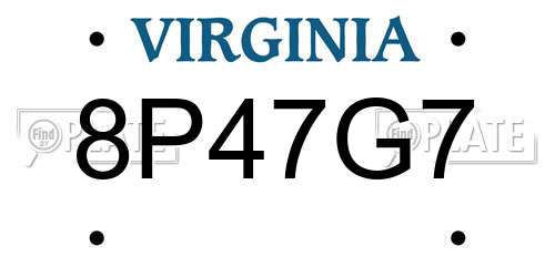8P47G7 Virginia License Plate