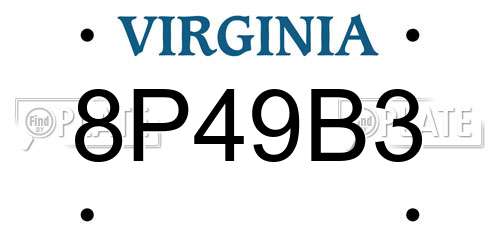 8P49B3 Virginia License Plate