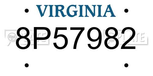 8P57982 Virginia License Plate
