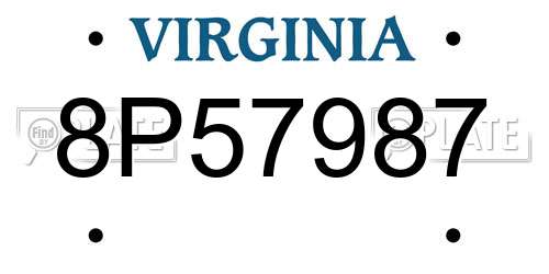 8P57987 Virginia License Plate