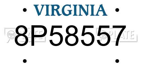 8P58557 Virginia License Plate
