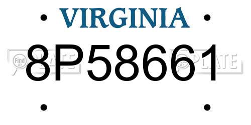 8P58661 Virginia License Plate