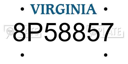 8P58857 Virginia License Plate