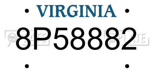 8P58882 Virginia License Plate