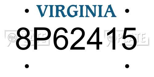 8P62415 Virginia License Plate