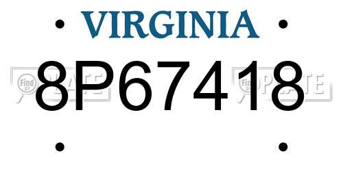 8P67418 Virginia License Plate
