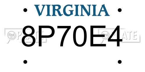 8P70E4 Virginia License Plate