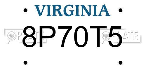 8P70T5 Virginia License Plate