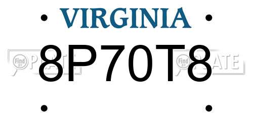 8P70T8 Virginia License Plate