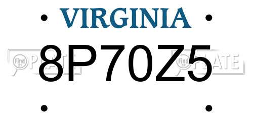 8P70Z5 Virginia License Plate