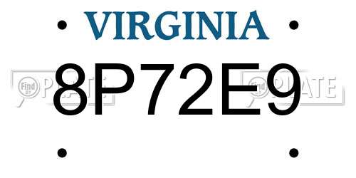 8P72E9 Virginia License Plate