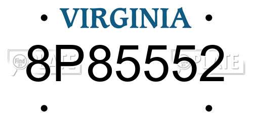 8P85552 Virginia License Plate