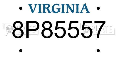 8P85557 Virginia License Plate