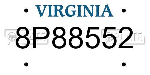 8P88552 Virginia License Plate