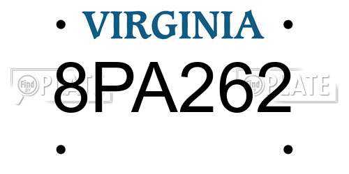 8PA262 Virginia License Plate