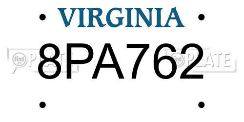 8PA762 Virginia License Plate