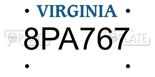 8PA767 Virginia License Plate