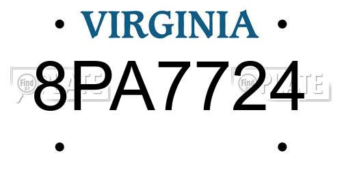 8PA7724 Virginia License Plate