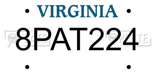 8PAT224 Virginia License Plate
