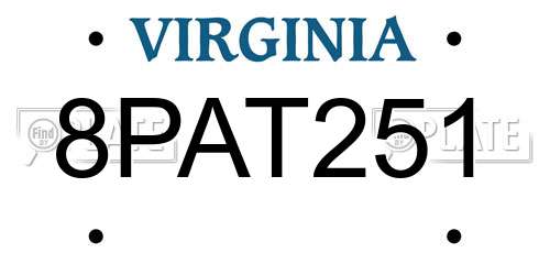 8PAT251 Virginia License Plate