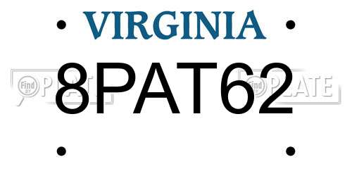 8PAT62 Virginia License Plate