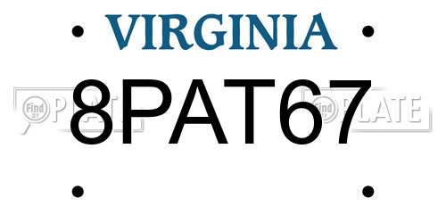 8PAT67 Virginia License Plate