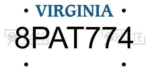 8PAT774 Virginia License Plate