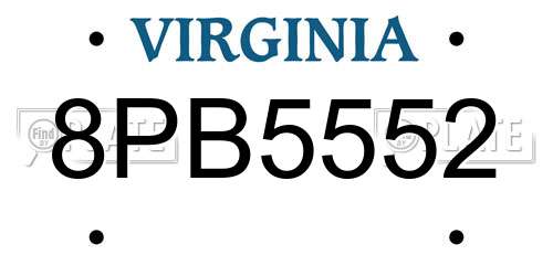 8PB5552 Virginia License Plate