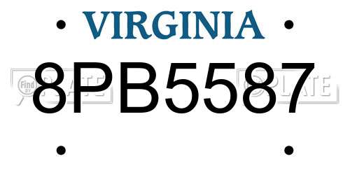 8PB5587 Virginia License Plate