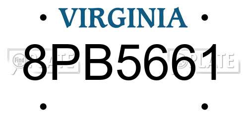 8PB5661 Virginia License Plate