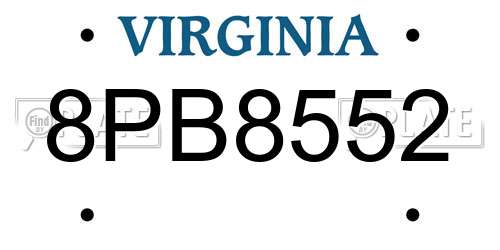 8PB8552 Virginia License Plate