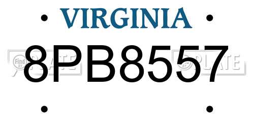 8PB8557 Virginia License Plate