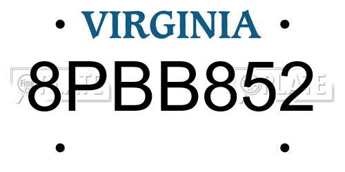 8PBB852 Virginia License Plate