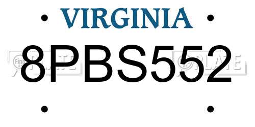 8PBS552 Virginia License Plate