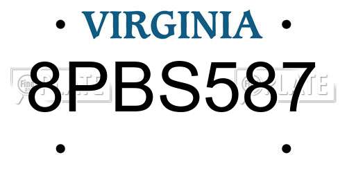 8PBS587 Virginia License Plate