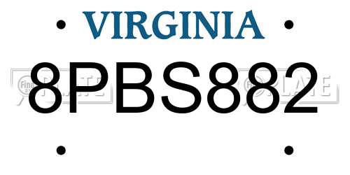 8PBS882 Virginia License Plate