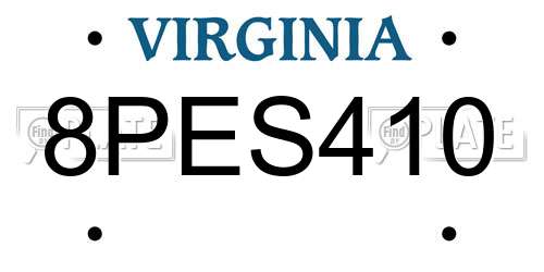 8PES410 Virginia License Plate