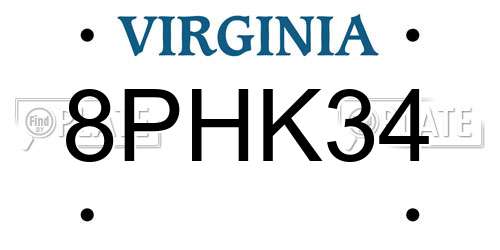 8PHK34 Virginia License Plate