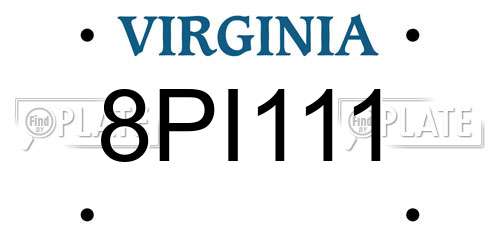 8PI111 Virginia License Plate