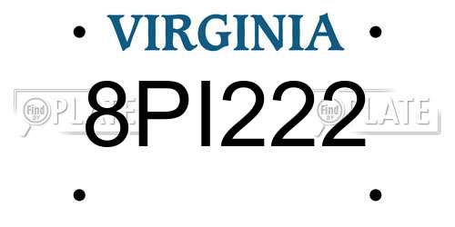 8PI222 Virginia License Plate