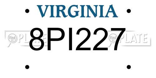 8PI227 Virginia License Plate