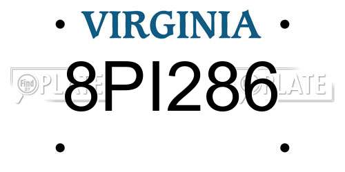 8PI286 Virginia License Plate