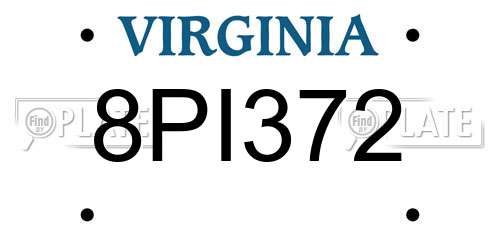 8PI372 Virginia License Plate